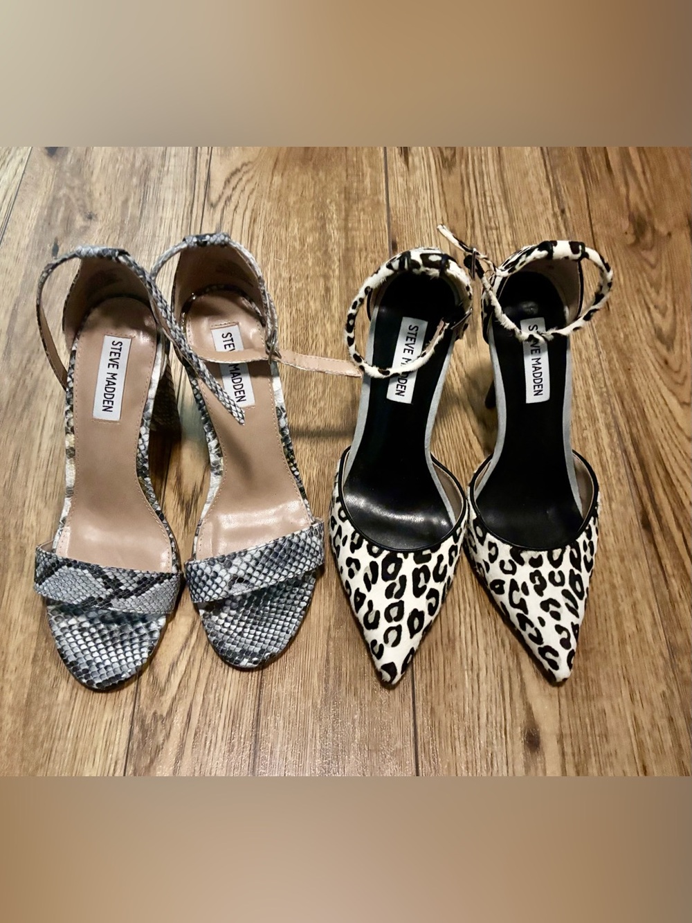 NWOT Steve Madden Black and White Leopard Print Pointed Toe Pumps